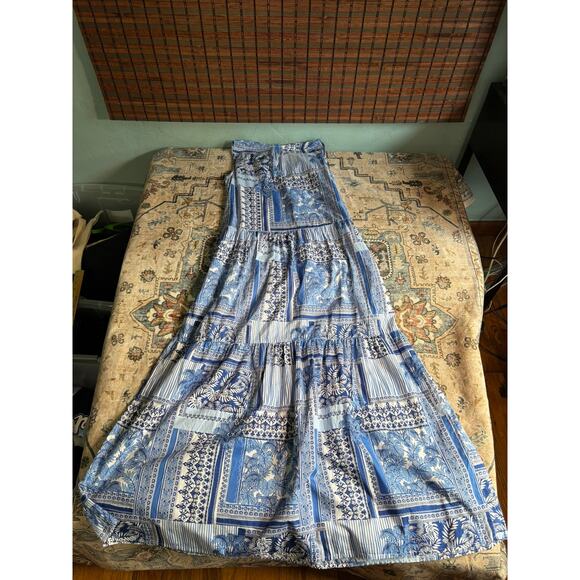 J Mclaughlin Christa Tropical Print Tassel Maxi Dress Tiered Sundress Small - Picture 5 of 7